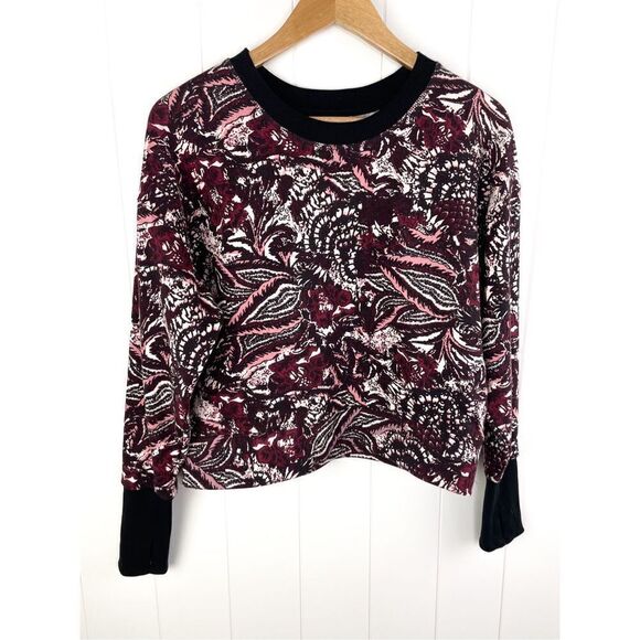 Joie Caleigh Abstract Floral Purple Cropped Sweatshirt S‎ - Picture 1 of 8